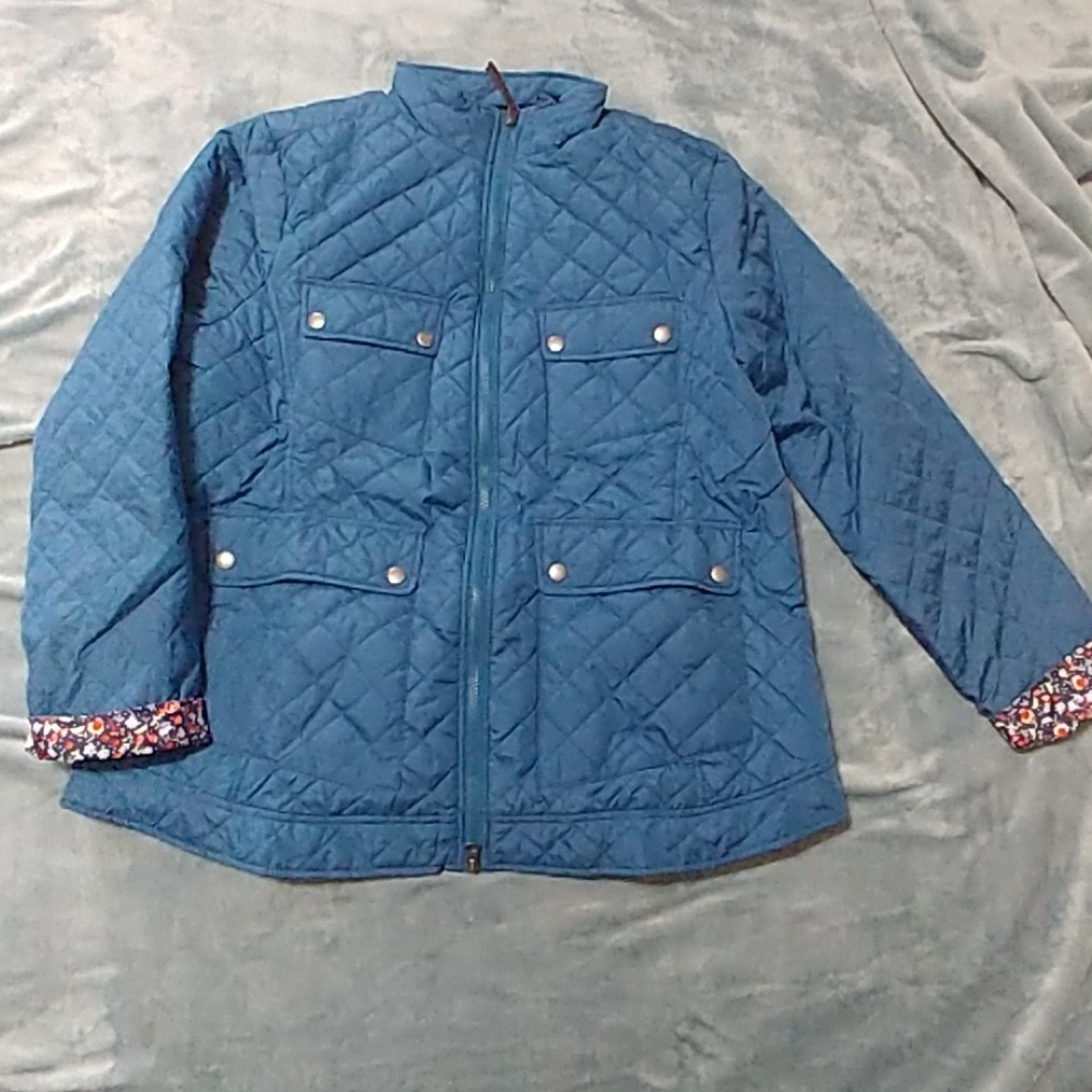 PRINT-TRIMMED QUILTED JACKET